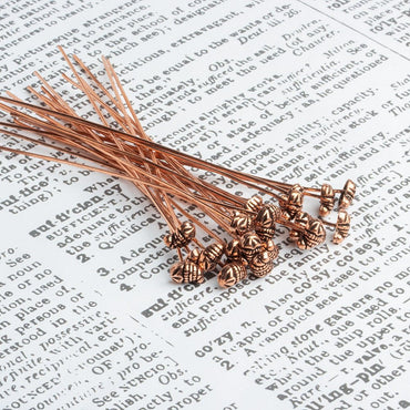 3 inch Copper Flower Headpin 22 gauge 22 pieces per bag (ONLINE ORDER ONLY)