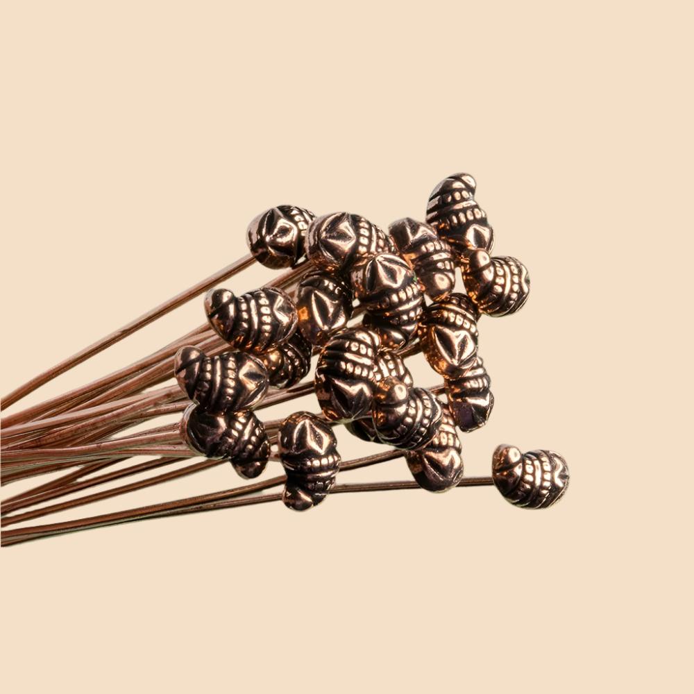 3 inch Copper Flower Headpin 22 gauge 22 pieces per bag (ONLINE ORDER ONLY)