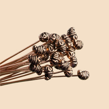 3 inch Copper Flower Headpin 22 gauge 22 pieces per bag (ONLINE ORDER ONLY)