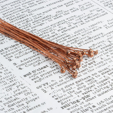 3 inch length Copper Headpin 26 gauge, Fluted Ball Head 3mm diameter, 22 pieces per bag (ONLINE ORDER ONLY)