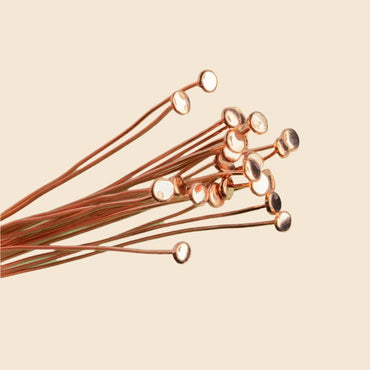 3" length Copper Headpin with flat circular head, 24 Gauge 22 pcs per bag (ONLINE ORDER ONLY)