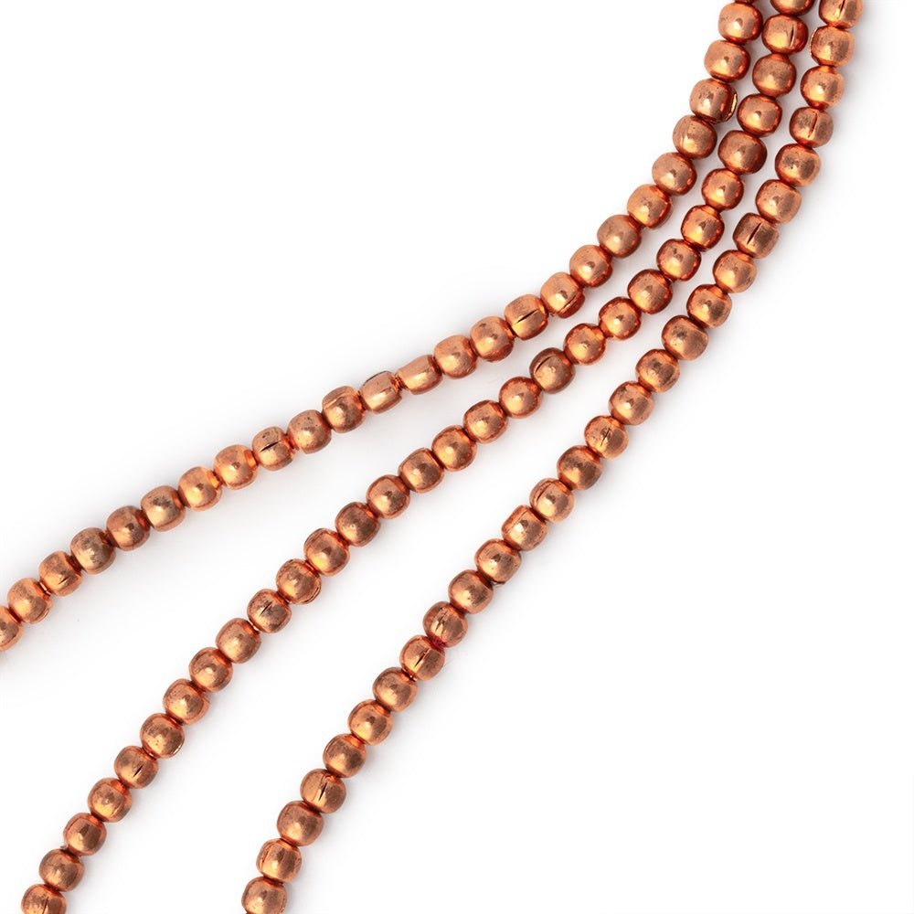 3 strand - 2mm Bright Copper plain round Beads 8 inch each (ONLINE ORDER ONLY)