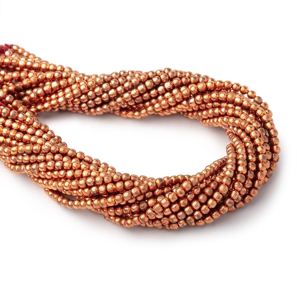 3 strand - 2mm Bright Copper plain round Beads 8 inch each (ONLINE ORDER ONLY)