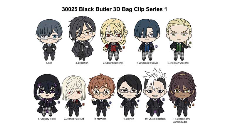 Black Butler 3D Foam Bag Clip Bling Bag