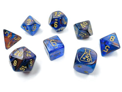 Lustrous® Polyhedral Azurite/gold 7-Die Set (with bonus die) (Online Only)