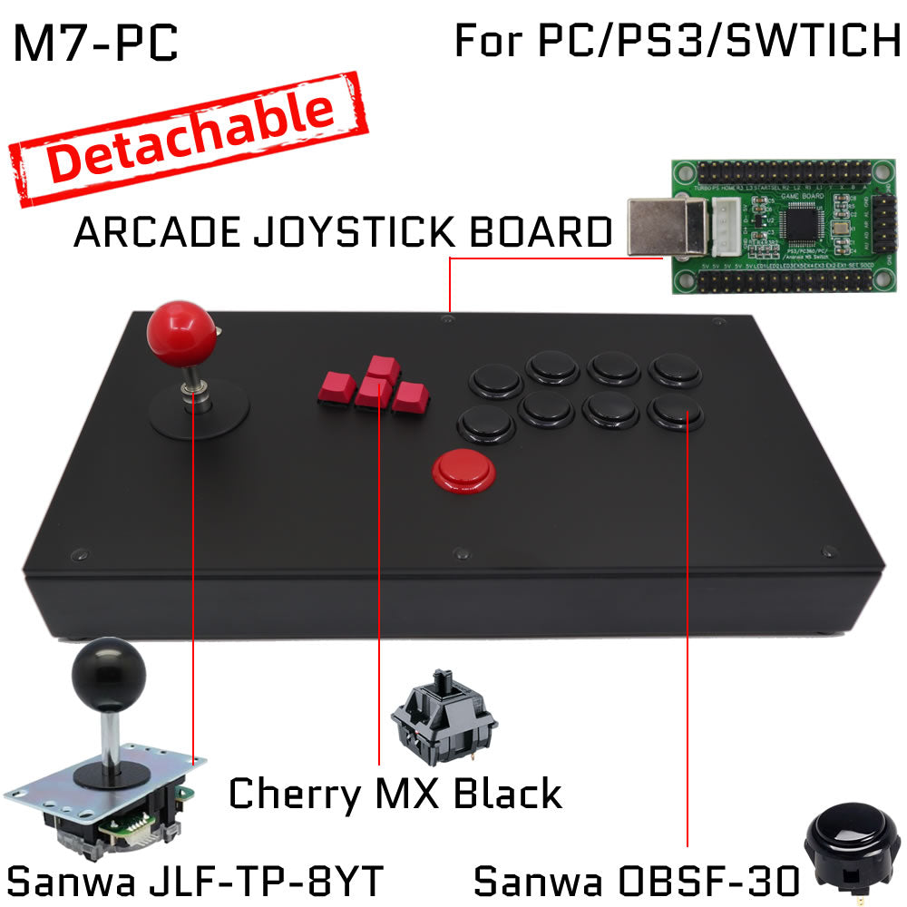 FightBox M7 Keyboard Button Leverless Arcade Game Controller for PC/PS/XBOX/SWITCH (Online Only)