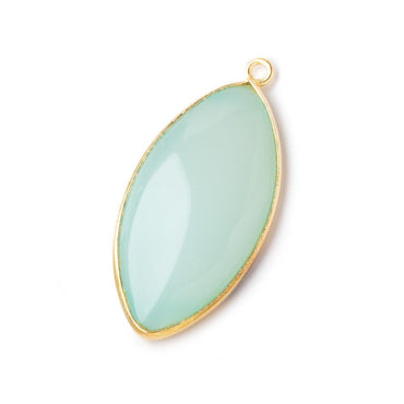 30.5x16mm Vermeil Bezel Seafoam Chalcedony Plain Marquise Pendant 1 piece (ONLINE ORDER ONLY)