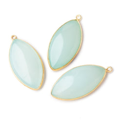 30.5x16mm Vermeil Bezel Seafoam Chalcedony Plain Marquise Pendant 1 piece (ONLINE ORDER ONLY)