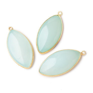 30.5x16mm Vermeil Bezel Seafoam Chalcedony Plain Marquise Pendant 1 piece (ONLINE ORDER ONLY)