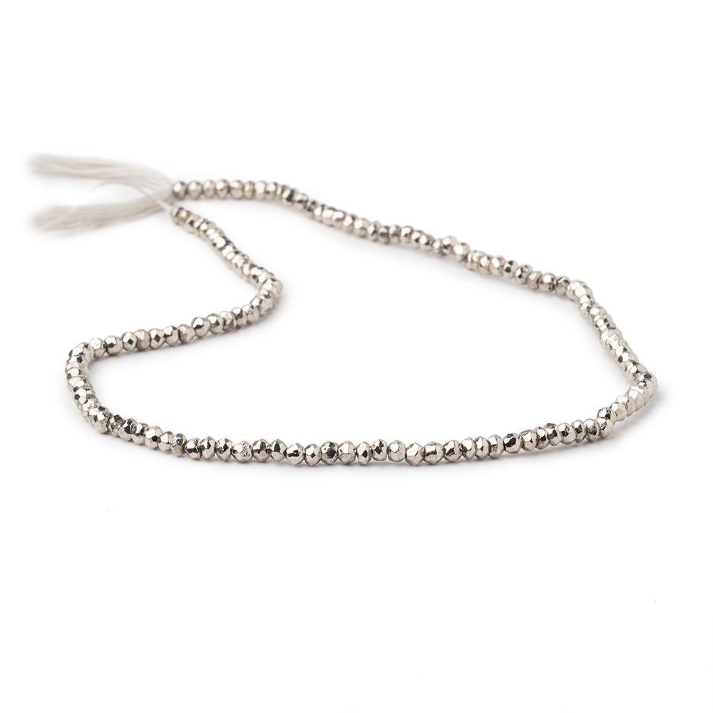 3mm Platinum Silver plated Pyrite Faceted Rondelle Beads 13 inch (ONLINE ORDER ONLY)