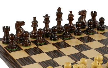 Chess Set - 3" Anjan wood American Emperor Double Weighted on Ebony/Maple Board (ONLINE ORDER ONLY)
