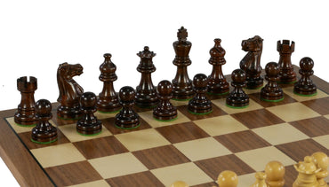 Chess Set - 3" Anjan wood American Emperor Double Weighted on Walnut/Maple Board (ONLINE ORDER ONLY)