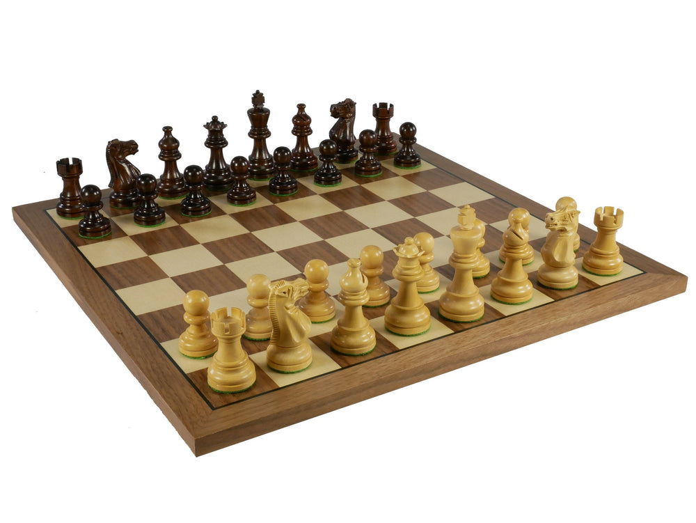 Chess Set - 3" Anjan wood American Emperor Double Weighted on Walnut/Maple Board (ONLINE ORDER ONLY)