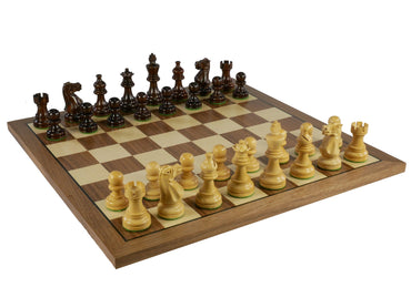 Chess Set - 3" Anjan wood American Emperor Double Weighted on Walnut/Maple Board (ONLINE ORDER ONLY)