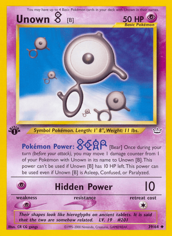 Unown [B] (39/64) [Neo Revelation 1st Edition] (Online Only)