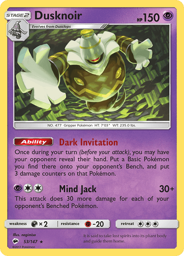 Dusknoir (53/147) [Sun & Moon: Burning Shadows] (Online Only)
