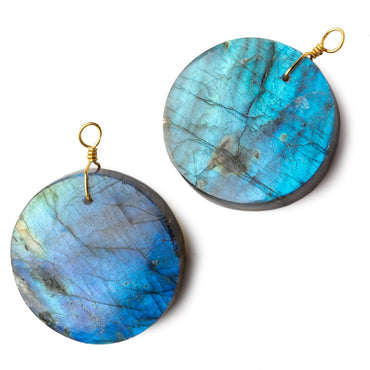 30mm Labradorite plain coin disc focal beads 1 piece A (ONLINE ORDER ONLY)