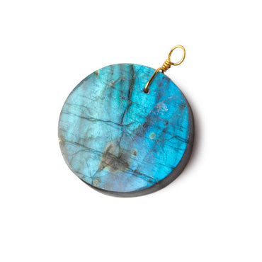 30mm Labradorite plain coin disc focal beads 1 piece A (ONLINE ORDER ONLY)