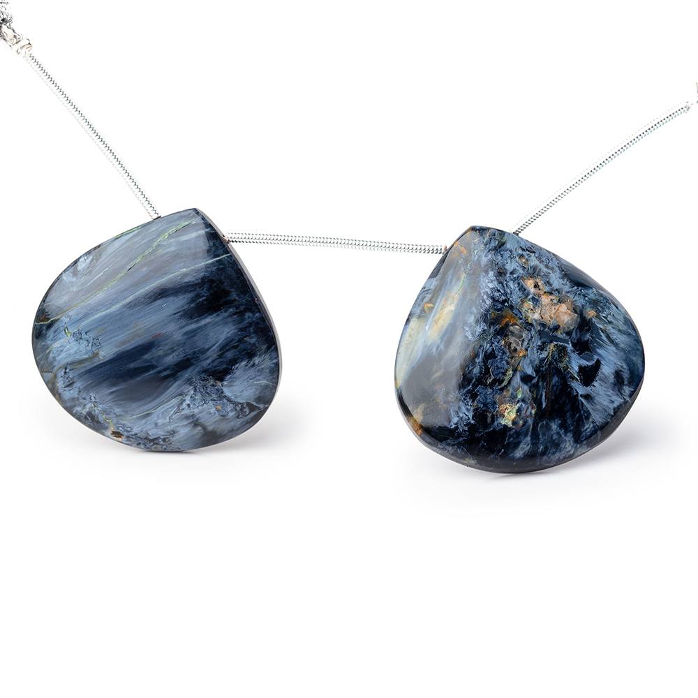 30mm Pietersite Plain Heart Focal Beads Set of 2 (ONLINE ORDER ONLY)