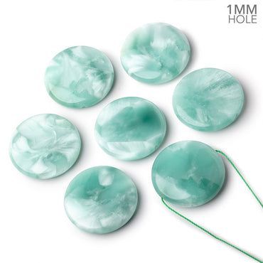 30mm Russian Green Angelite Plain Coin Focal Beads 1 piece (ONLINE ORDER ONLY)