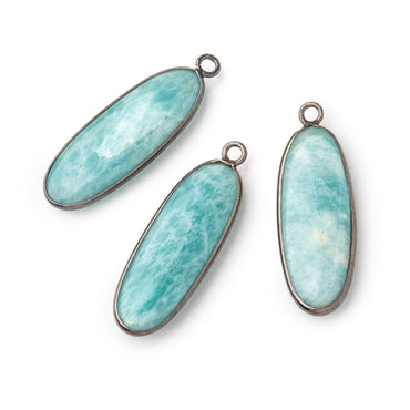 30x11mm Black Gold .925 Bezel Amazonite Plain Oval Pendant 1 Focal Bead (ONLINE ORDER ONLY)