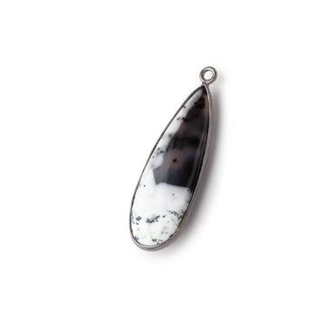 30x11mm Black Gold Bezel Dendritic Opal Plain Pear Pendant 1 Piece (ONLINE ORDER ONLY)