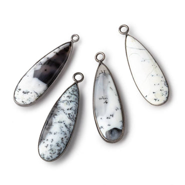 30x11mm Black Gold Bezel Dendritic Opal Plain Pear Pendant 1 Piece (ONLINE ORDER ONLY)
