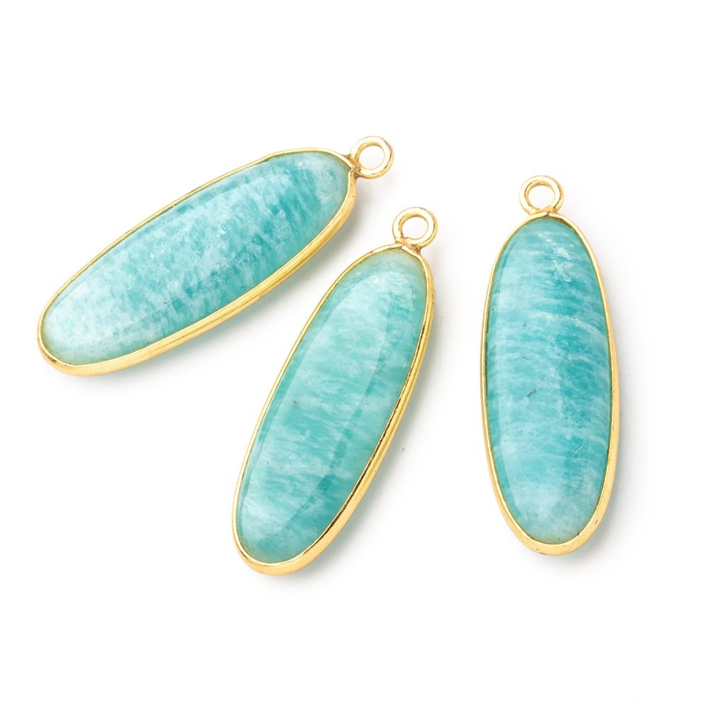30x11mm Vermeil Bezel Amazonite Plain Oval Pendant 1 Focal Bead (ONLINE ORDER ONLY)