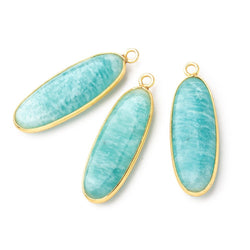 30x11mm Vermeil Bezel Amazonite Plain Oval Pendant 1 Focal Bead (ONLINE ORDER ONLY)