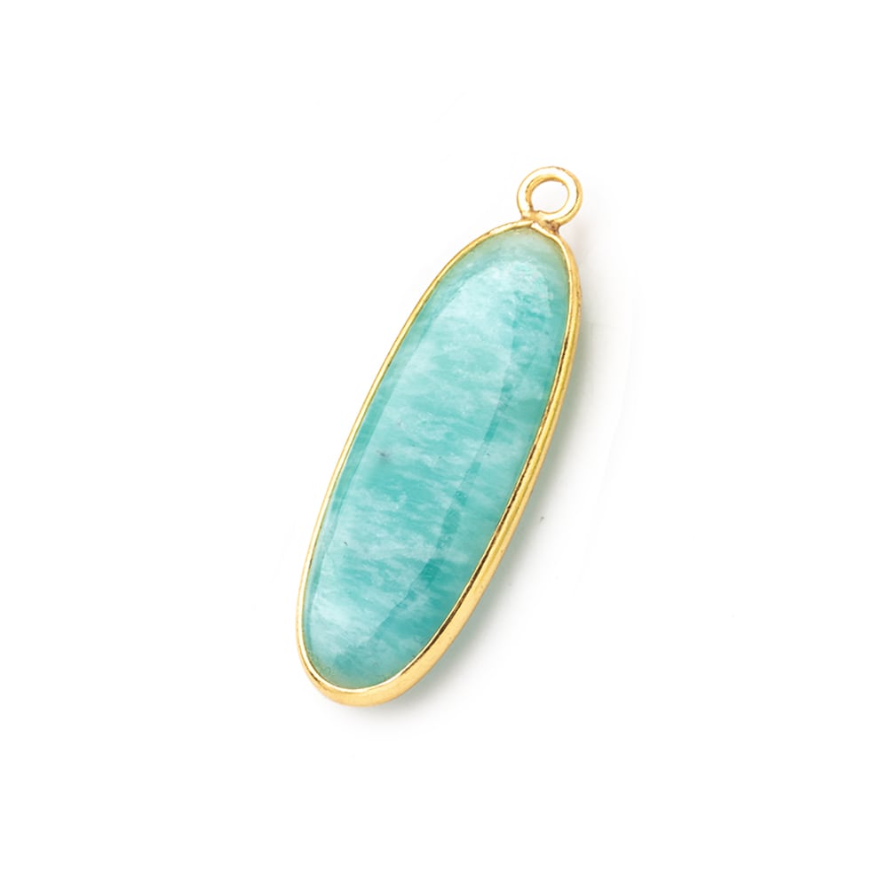 30x11mm Vermeil Bezel Amazonite Plain Oval Pendant 1 Focal Bead (ONLINE ORDER ONLY)