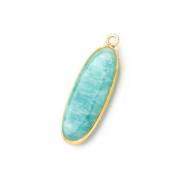 30x11mm Vermeil Bezel Amazonite Plain Oval Pendant 1 Focal Bead (ONLINE ORDER ONLY)