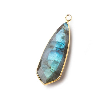 30x11mm Vermeil Bezeled Labradorite Faceted Fancy Shield Pendant 1 piece (ONLINE ORDER ONLY)