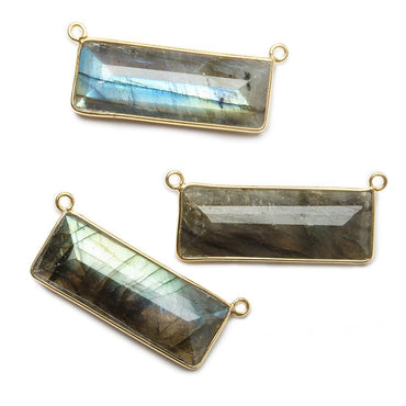 30x11mm Vermeil Bezeled Labradorite Rectangle East West Pendant 1 piece (ONLINE ORDER ONLY)
