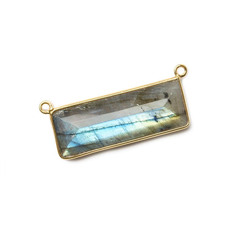 30x11mm Vermeil Bezeled Labradorite Rectangle East West Pendant 1 piece (ONLINE ORDER ONLY)