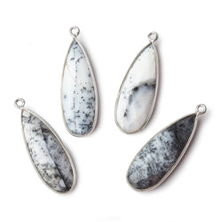 30x12mm .925 Silver Bezeled Dendritic Opal faceted Pear Focal Pendant 1 piece (ONLINE ORDER ONLY)