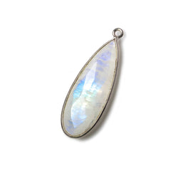 30x12mm Black Gold .925 Bezel Rainbow Moonstone faceted pear Pendant 1 piece (ONLINE ORDER ONLY)