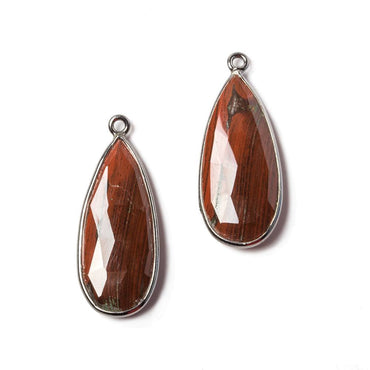30x12mm Oxidized Silver Bezeled Red Jasper Pear Pendant Matching Set of 2 (ONLINE ORDER ONLY)