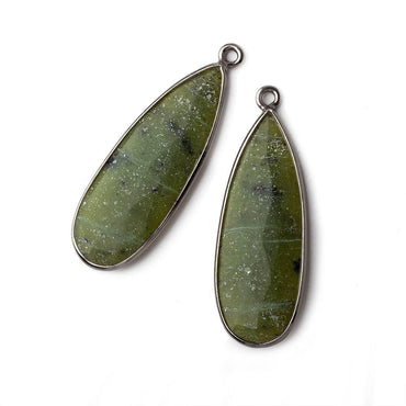 30x12mm Oxidized Silver Bezeled Serpentine Pear Pendant Set of 2 (ONLINE ORDER ONLY)