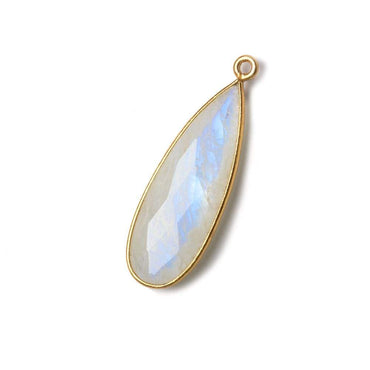30x12mm Vermeil Bezel Rainbow Moonstone faceted pear Pendant 1 piece (ONLINE ORDER ONLY)