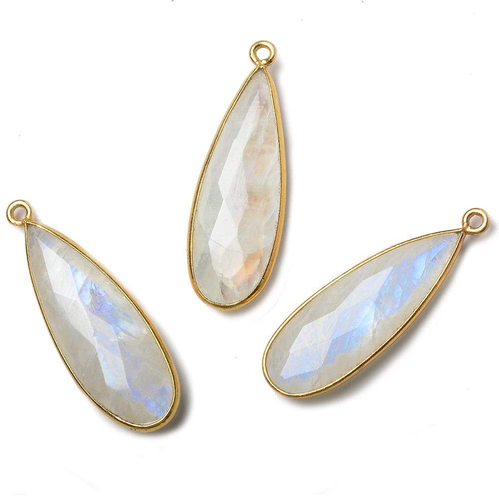 30x12mm Vermeil Bezel Rainbow Moonstone faceted pear Pendant 1 piece (ONLINE ORDER ONLY)
