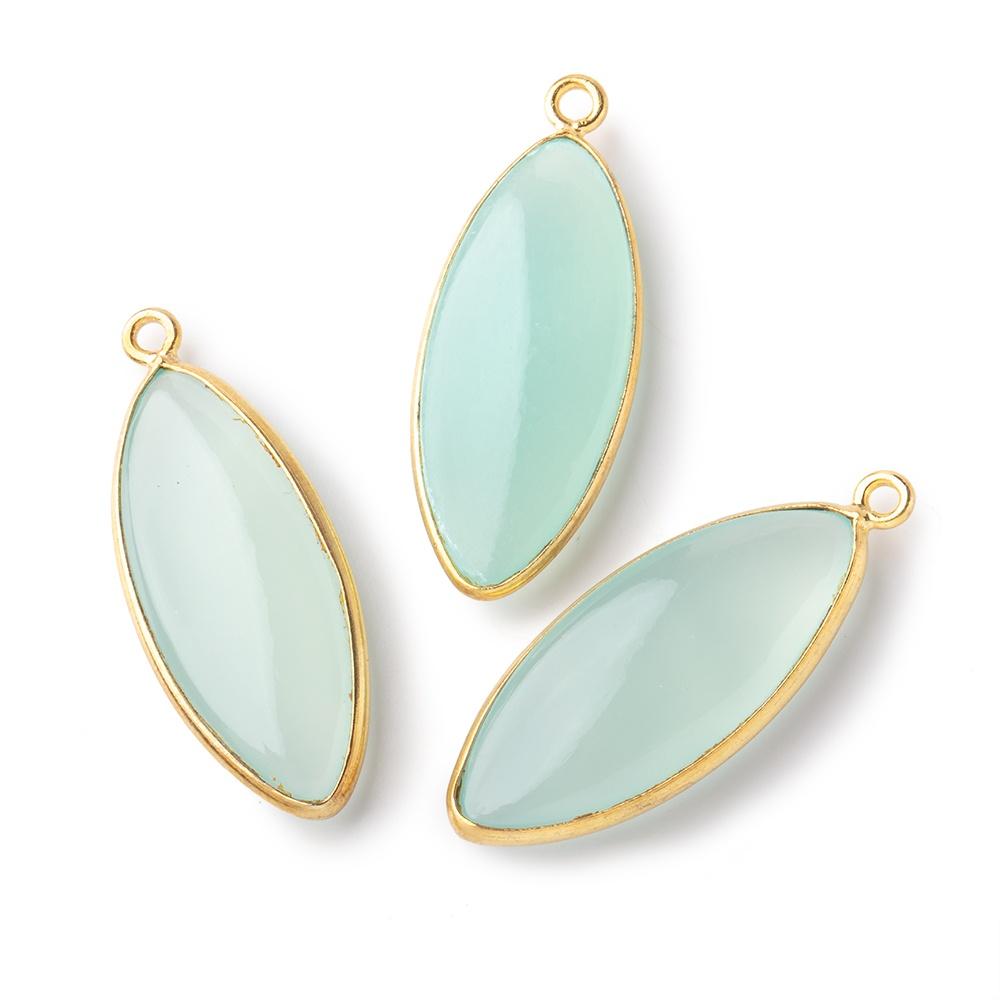 30x12mm Vermeil Bezel Seafoam Chalcedony Plain Marquise Pendant 1 piece (ONLINE ORDER ONLY)