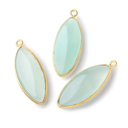 30x12mm Vermeil Bezel Seafoam Chalcedony Plain Marquise Pendant 1 piece (ONLINE ORDER ONLY)