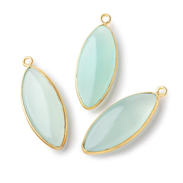 30x12mm Vermeil Bezel Seafoam Chalcedony Plain Marquise Pendant 1 piece (ONLINE ORDER ONLY)