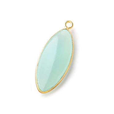 30x12mm Vermeil Bezel Seafoam Chalcedony Plain Marquise Pendant 1 piece (ONLINE ORDER ONLY)