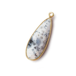 30x12mm Vermeil Bezeled Opaque Dendritic Opal faceted Pear Focal Pendant 1 piece (ONLINE ORDER ONLY)