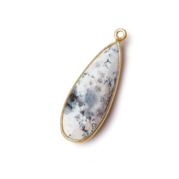 30x12mm Vermeil Bezeled Opaque Dendritic Opal faceted Pear Focal Pendant 1 piece (ONLINE ORDER ONLY)
