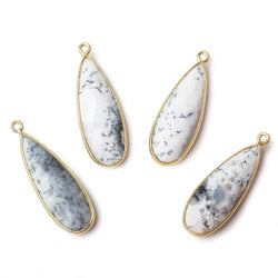 30x12mm Vermeil Bezeled Opaque Dendritic Opal faceted Pear Focal Pendant 1 piece (ONLINE ORDER ONLY)