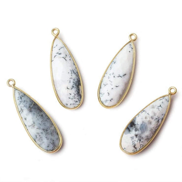 30x12mm Vermeil Bezeled Opaque Dendritic Opal faceted Pear Focal Pendant 1 piece (ONLINE ORDER ONLY)