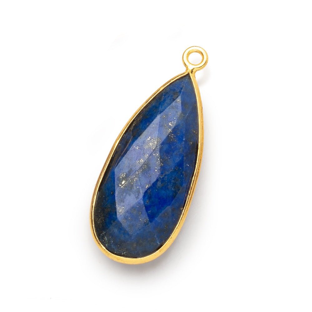 30x13.5mm Vermeil Bezel Lapis Lazuli Faceted Pear Pendant 1 piece (ONLINE ORDER ONLY)