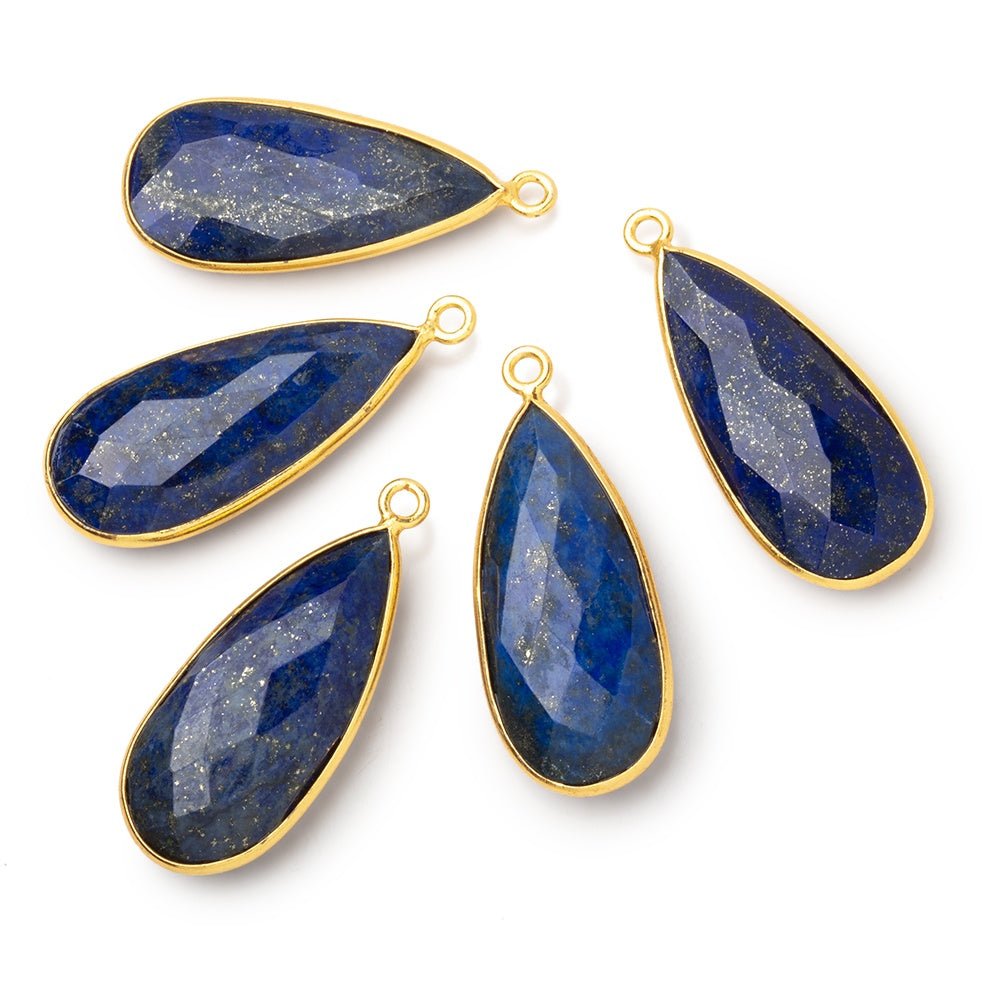 30x13.5mm Vermeil Bezel Lapis Lazuli Faceted Pear Pendant 1 piece (ONLINE ORDER ONLY)